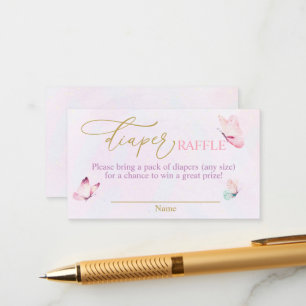 Tarjeta De Recepción Mariposa morado Diaper Rosado Raffle