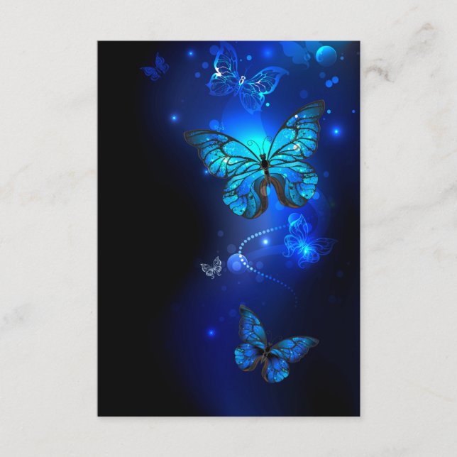 Tarjeta De Recepción Mariposa morfo en el fondo oscuro (Anverso)