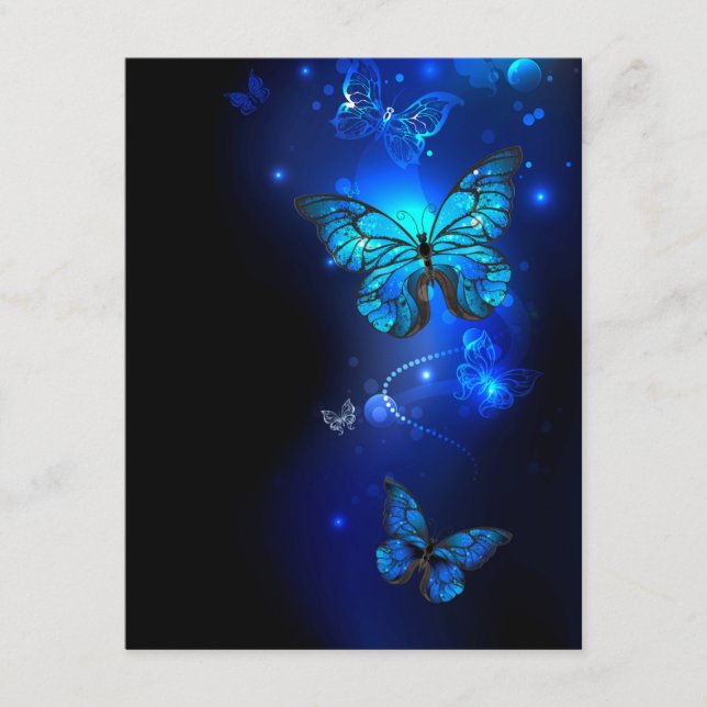Tarjeta De Recepción Mariposa morfo en el fondo oscuro (Anverso)