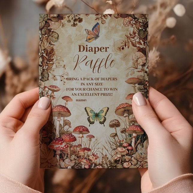 Tarjeta De Recepción Mariposa Mushroom Woodland Nature Diapper Raffle (Subido por el creador)
