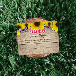 Tarjeta De Recepción Mariposa rosa girasol Baby Shower Diaper Raffle