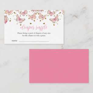 Tarjeta De Recepción Mariposa rosa y dorada   Diaper Raffle Insert