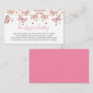 Tarjeta De Recepción Mariposa Rosa y Dorada   Libros para Bebé Insert