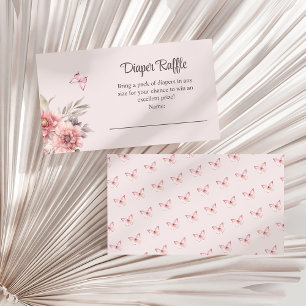 Tarjeta De Recepción Mariposa y flor Baby Shower Diaper Raffle