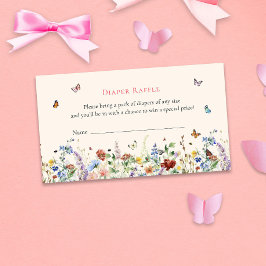 Tarjeta De Recepción Mariposa y floral Baby Shower Diaper Raffle
