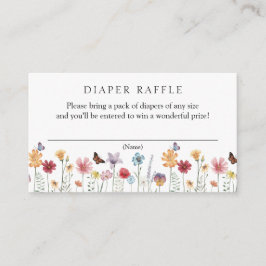 Tarjeta De Recepción Mariposa y pañal de flores silvestres Raffle Baby