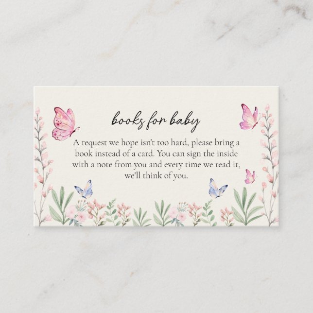 Tarjeta De Recepción Mariposas acuáticas Libros Baby Shower para bebé (Anverso)