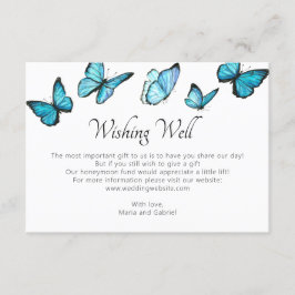 Tarjeta De Recepción Mariposas azules. Boda romántico deseando lo mejor