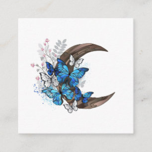 Tarjeta De Recepción Mariposas azules en creciente de madera
