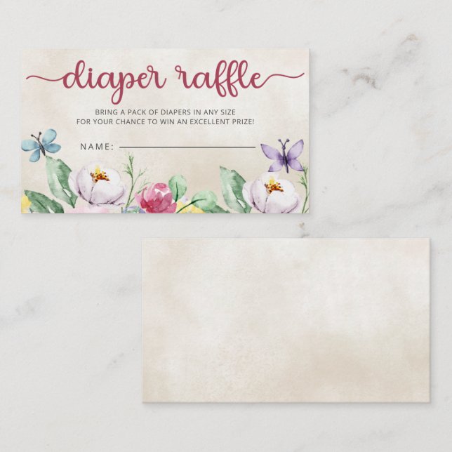 Tarjeta De Recepción Mariposas coloridas Baby Shower Diaper Raffle (Anverso / Reverso)