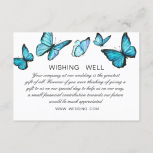Tarjeta De Recepción Mariposas de color azul Boda Desear bien