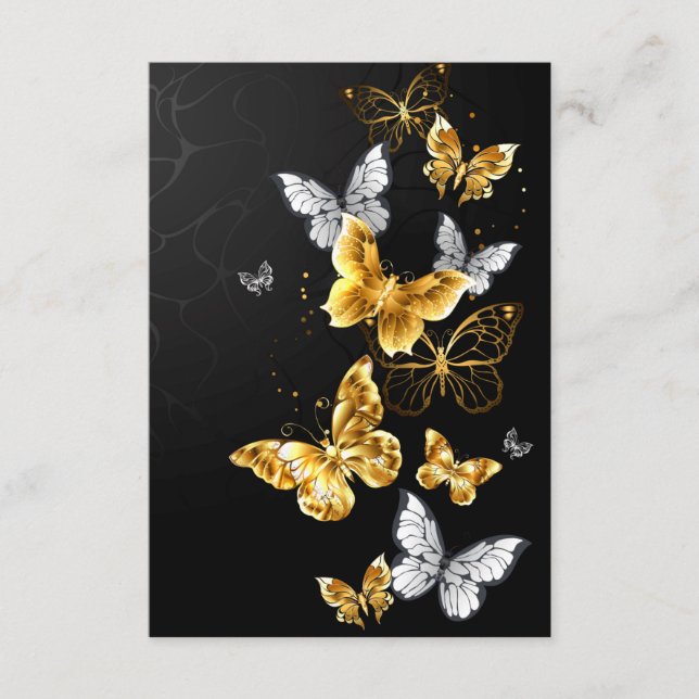 Tarjeta De Recepción Mariposas doradas y blancas (Anverso)