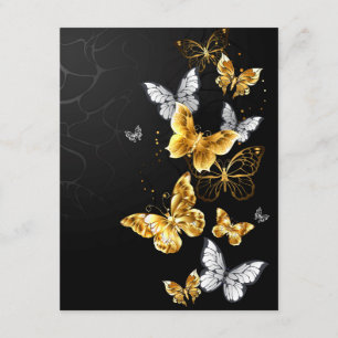 Tarjeta De Recepción Mariposas doradas y blancas