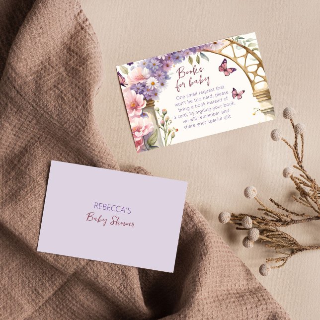 Tarjeta De Recepción Mariposas encantadas libros de bebés para la ducha (Enchanted butterflies baby shower books request enclosure card books for baby card)