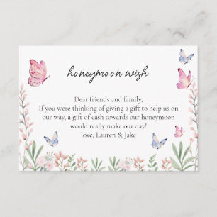 Tarjeta De Recepción Mariposas modernas duchas de novias deseo de luna