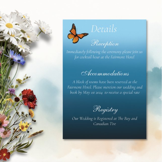 Tarjeta De Recepción Mariposas monarcas Azul Ombre (Subido por el creador)