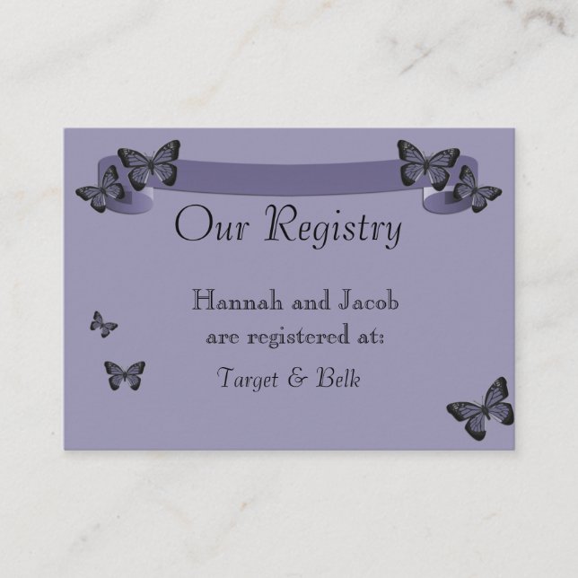 Tarjeta De Recepción Mariposas Moradas (Anverso)