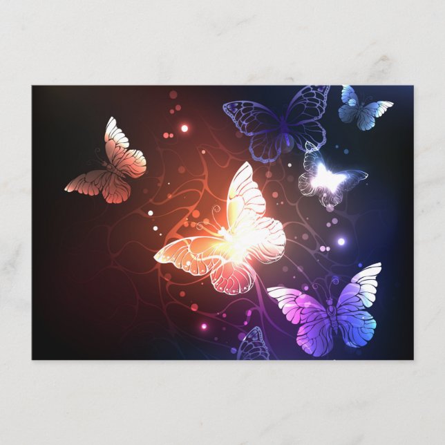 Tarjeta De Recepción Mariposas nocturnas brillantes (Anverso)