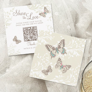 Tarjeta De Recepción Mariposas remolino floral crema marrón boda