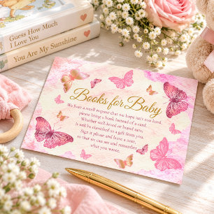 Tarjeta De Recepción Mariposas rosadas Libros de Baby Shower para bebé