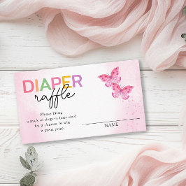 Tarjeta De Recepción Mariposas rosas gemelas Diaper Raffle Baby Shower