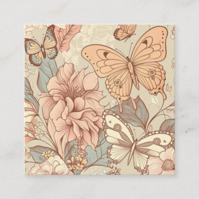 Tarjeta De Recepción Mariposas y flores pastel (Anverso)