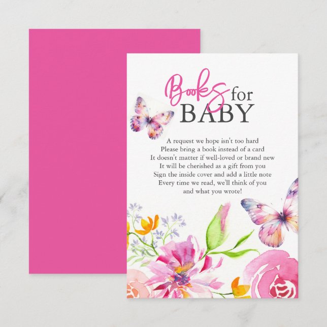 Tarjeta De Recepción Mariposas y libros de canciones de cuna para bebés (Anverso / Reverso)
