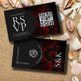 Tarjeta De Recepción Maroon Elegant Código QR Página web de Boda Musulm