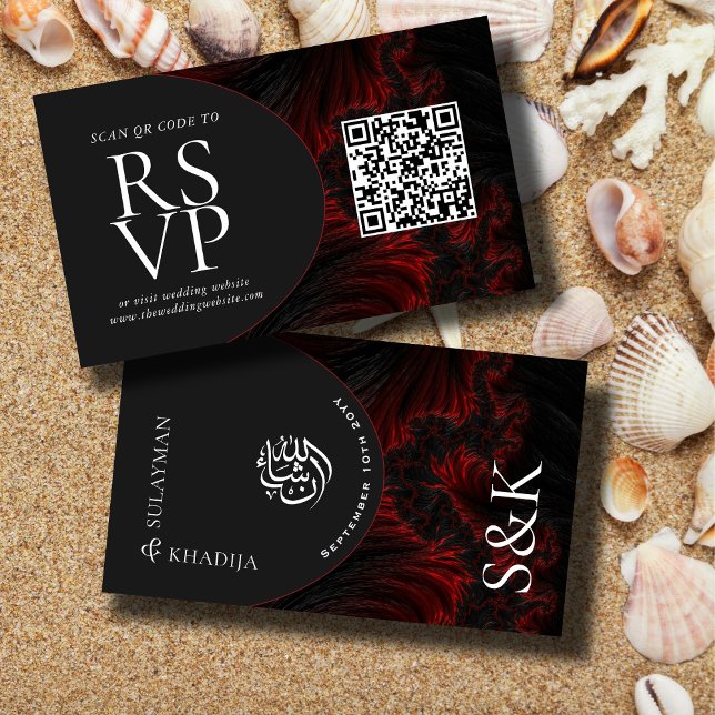 Tarjeta De Recepción Maroon Elegant Código QR Página web de Boda Musulm (Subido por el creador)