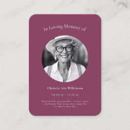 Tarjeta De Recepción Maroon Elegant Psalm 23 Recordatorio funeral