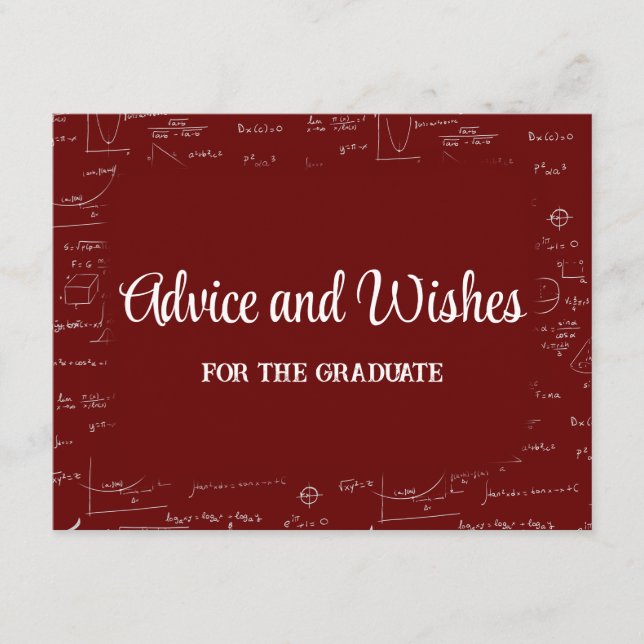 Tarjeta De Recepción Maroon Math Graduation Party Advice for Graduate (Anverso)