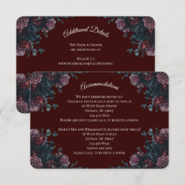 Tarjeta De Recepción Maroon oscuro Boda floral de otoño