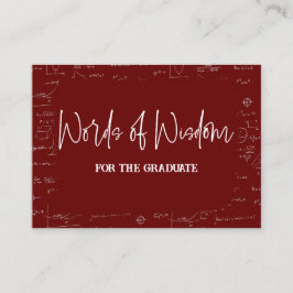 Tarjeta De Recepción Maroon Words of Wisdom Math Graduation Advise