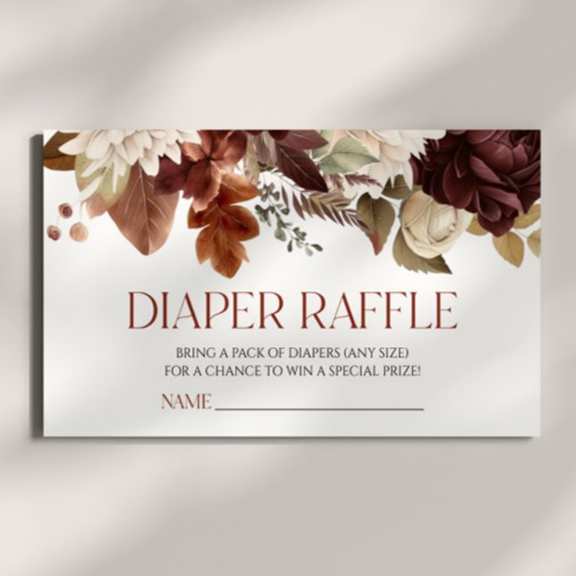 Tarjeta De Recepción Marrón Borgoña Floral Baby Shower Diaper Raffle (Subido por el creador)