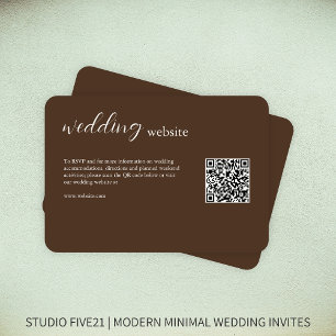 Tarjeta De Recepción Marrón Chocolate • Boda Moderna y Elegante