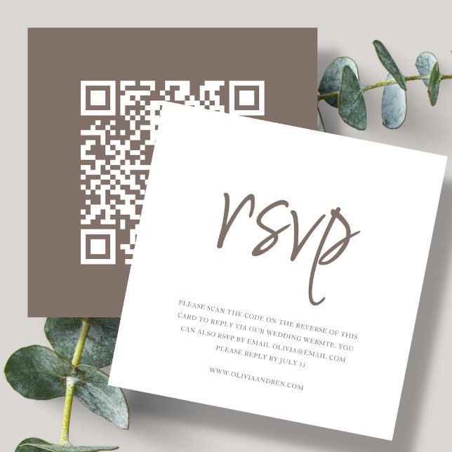 Tarjeta De Recepción Marron | Código QR | RSVP de boda (Subido por el creador)