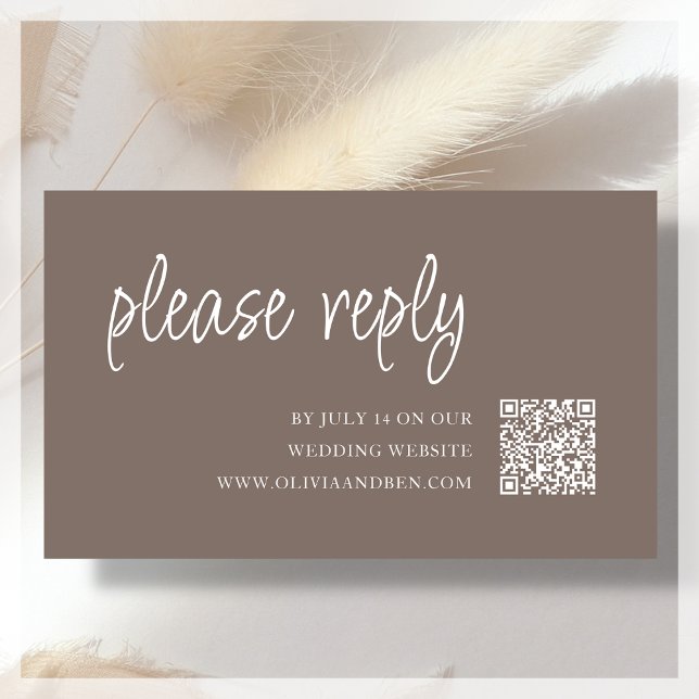 Tarjeta De Recepción Marron | Código QR RSVP de boda (Subido por el creador)