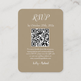 Tarjeta De Recepción Marrón de pequeña boda vertical RSVP Código QR