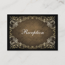 Tarjeta De Recepción Marrón Ornamental Rústico Y Boda De Oro