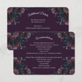 Tarjeta De Recepción Marrón oscuro morado floral elegante de boda