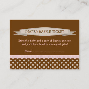 Tarjeta De Recepción Marrón PInk Baby Shower Diaper Raffle Ticket Inser