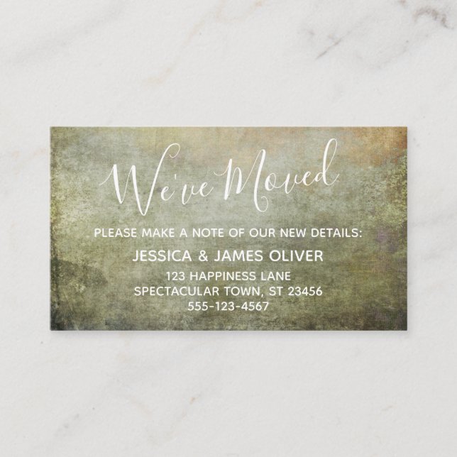 Tarjeta De Recepción Marrón y mostaza texturizado "Nos hemos mudado (Anverso)