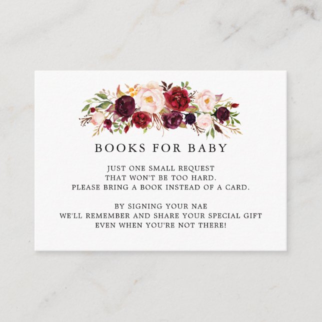 Tarjeta De Recepción Marsala Borgoña Solicitud de Baby Shower Insertar (Anverso)