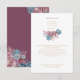 Tarjeta De Recepción Marsala | Hojas Tropicales Floral Boda Enclosu