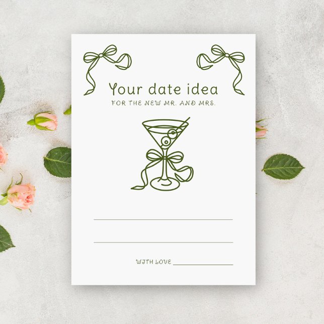 Tarjeta De Recepción Martini Bow Bridal Ducha Ideas Frasco de fecha (Subido por el creador)