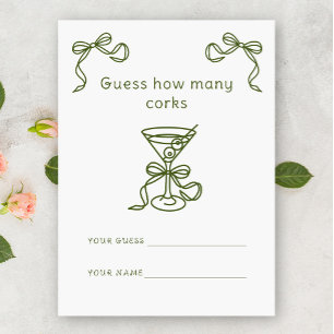 Tarjeta De Recepción Martini & Bow Cuántas corchos juego de la novia