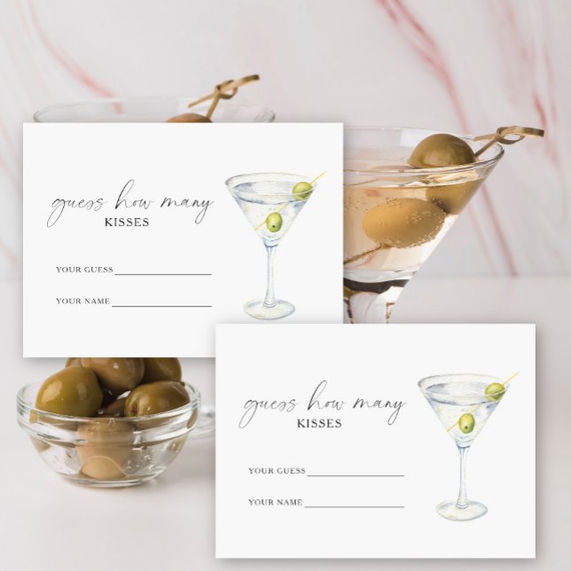 Tarjeta De Recepción Martini & Matrimony Cuántos besos juego de novias (Subido por el creador)