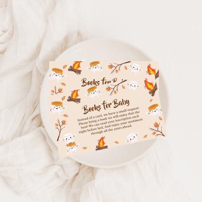 Tarjeta De Recepción Más Amo Los Libros Rústicos De Camping Para Baby S (S'more Love Rustic Camping Books For Baby Shower Enclosure Card)