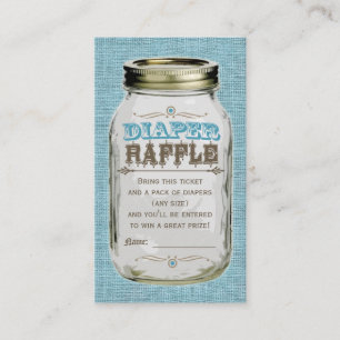 Tarjeta De Recepción Mason Jar Baby Boy Blue Diaper Raffle Ticket