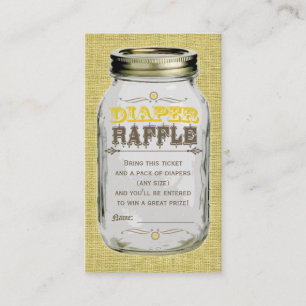 Tarjeta De Recepción Mason Jar Baby Yellow Diaper Raffle Ticket